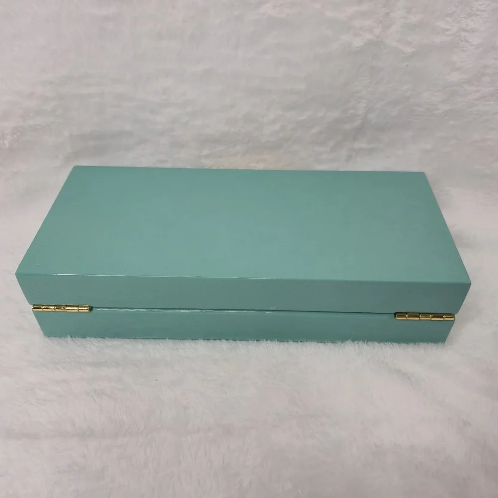 Addison Ross Ross LTD‎ Polished Lacquer Wood Jewelery Box Glossy Teal 4